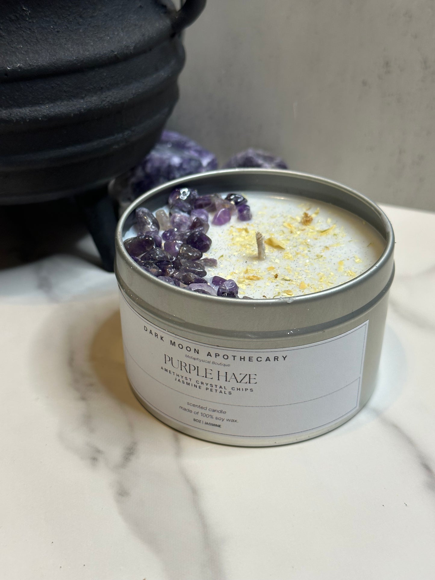 Purple Haze Crystal Soy Candle - 8oz.