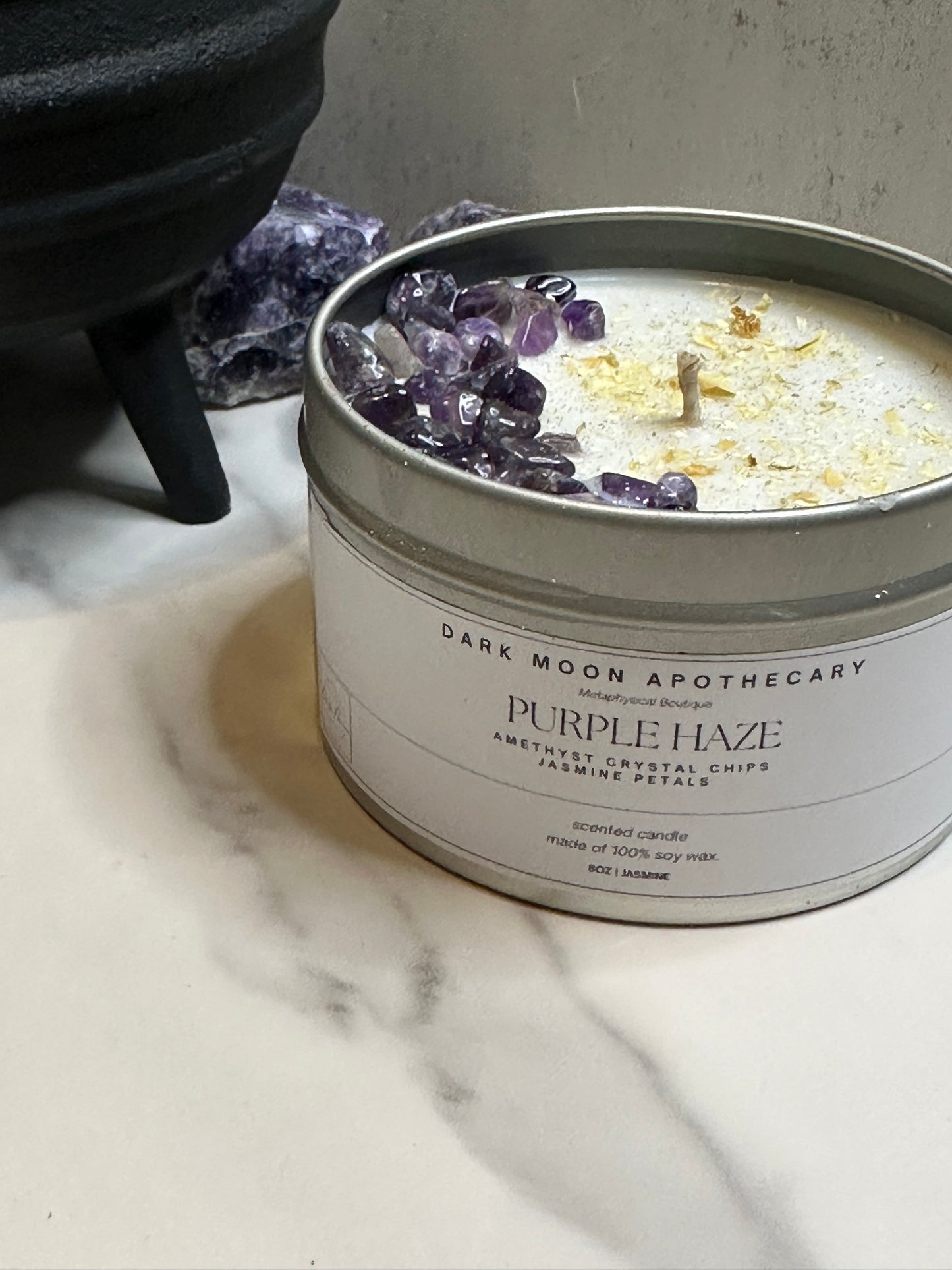 Purple Haze Crystal Soy Candle - 8oz.